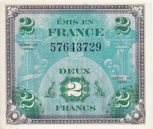 France 2 Francs Impr. américaine (drapeau) - 1944