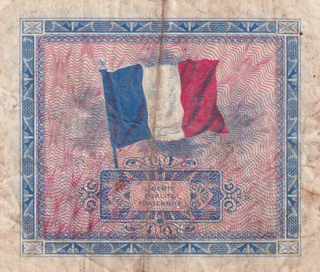 France 2 Francs Impr. américaine (drapeau) - 1944 Sans Série - TB