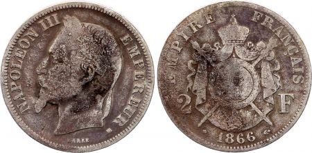 France 2 Francs Napoléon III - 1866 BB Strasbourg