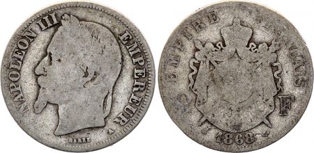 France 2 Francs Napoléon III - 1868 A Paris