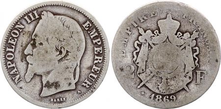 France 2 Francs Napoléon III - 1869 A Paris