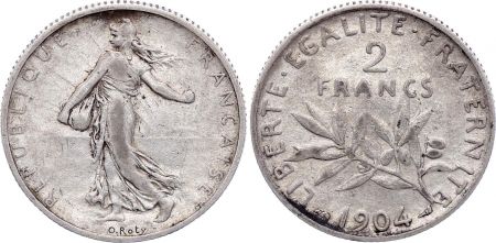 France 2 Francs Semeuse - 1904 - Argent