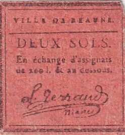 France 2 Sols - Côte d\'Or - Ville de Beaune - 09 Avril 1792