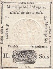 France 2 Sols - Maine et loire - Municipalité d\'Angers - 1792