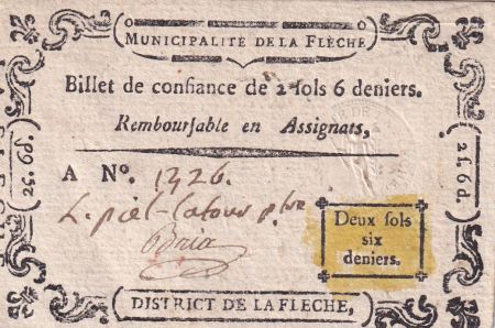 France 2 Sols 6 Deniers - Sarthe - Municipalité de la Flèche - 1791