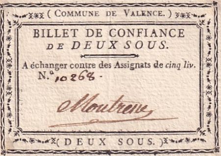 France 2 Sous - Drôme - Commune de Valence - 1792