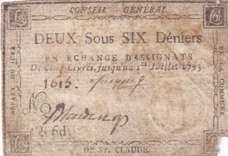 France 2 Sous 6 Deniers - Jura - Commune de Saint Claude - 1792