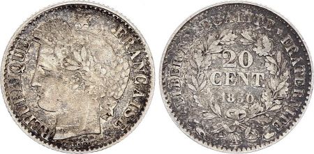 France 20 Centimes Cérès - 1850 A Paris Argent