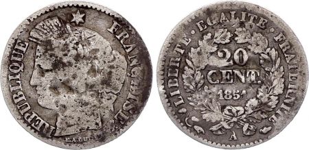 France 20 Centimes Cérès - 1851 A Paris Argent