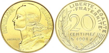 France 20 centimes Lagriffoul - 1991 BU frappe médaille