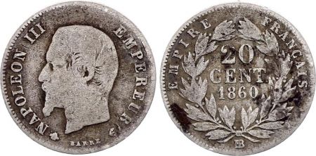 France 20 Centimes Napoléon III - 1860 BB Strasbourg Argent