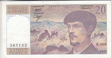 France 20 Francs  - Debussy - 1982 -  Série R.009