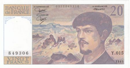 France 20 Francs  - Debussy - 1985 -  Série Y.015