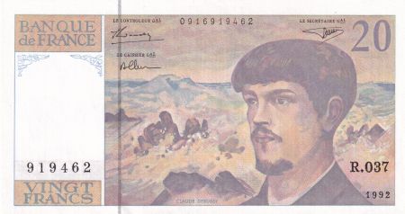 France 20 Francs  - Debussy - 1992 -  Série R.037