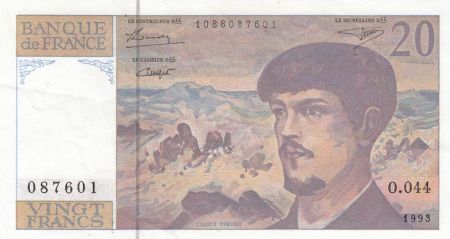 France 20 Francs  - Debussy - 1993 -  Série O.044