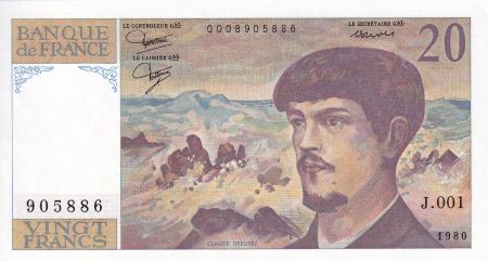 France 20 Francs - Debussy - 1980 - Série J.001 - F.66.01