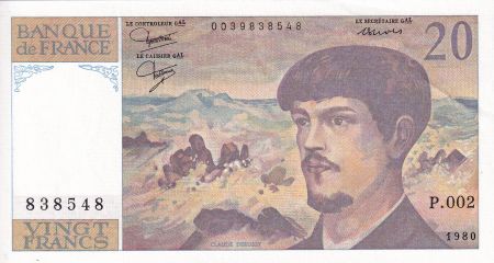 France 20 Francs - Debussy - 1980 - Série P.002 - F.66.01