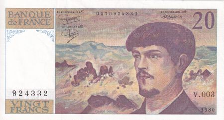 France 20 Francs - Debussy - 1980 - Série V.003 - F.66.01