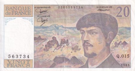 France 20 Francs - Debussy - 1985 - Série Q.015 - F.66.06