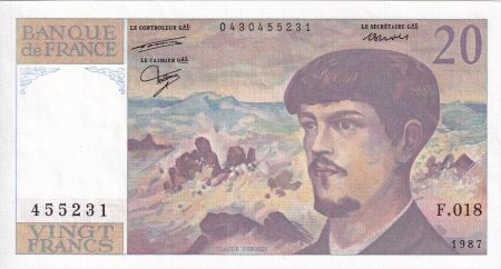 France 20 Francs - Debussy - 1987 - Série F.018 - F.66.08