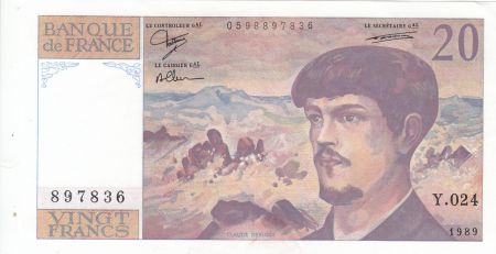 France 20 Francs - Debussy - 1989 - Série Y.024