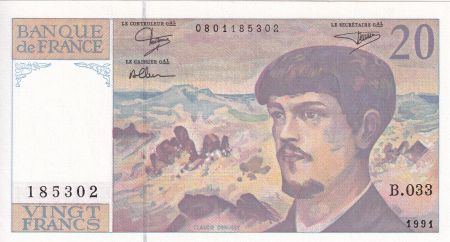 France 20 Francs - Debussy - 1991 - Série B.033 - F.66Bis.02