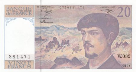 France 20 Francs - Debussy - 1991 - Série W.032