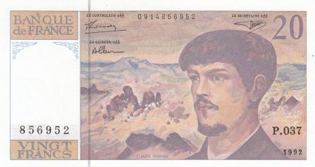 France 20 Francs - Debussy - 1992 - Série P.037