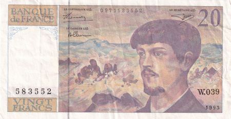 France 20 Francs - Debussy - 1993 - Série W.039