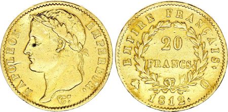 France 20 Francs - Napoléon I - Tête laurée - 1812 - Q Perpignan - Or