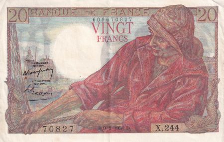 France 20 Francs - Pêcheur - 09-02-1950 - Série X.244 - F.13.17