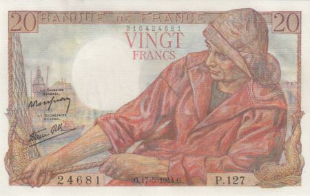 France 20 Francs - Pêcheur - 17-05-1944 - Série P.127