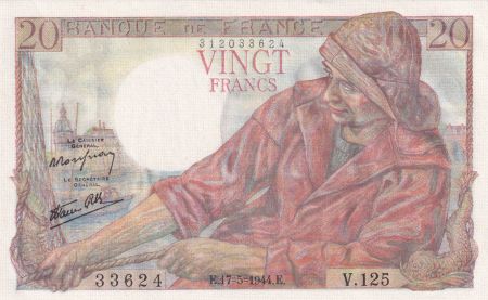 France 20 Francs - Pêcheur - 17-05-1944 - Série V.125