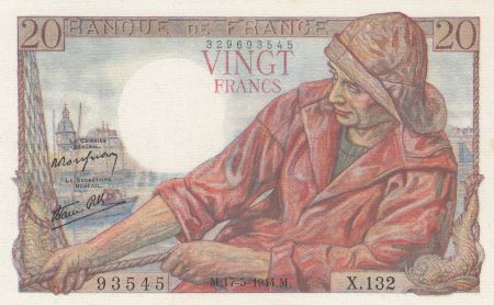 France 20 Francs - Pêcheur - 17-05-1944 - Série X.132