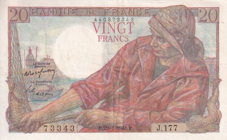 France 20 Francs - Pêcheur - 29-01-1948 - Série J.177 - F.13.12