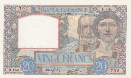 France 20 Francs - Science et Travail - 07-12-1939 - Série R.140