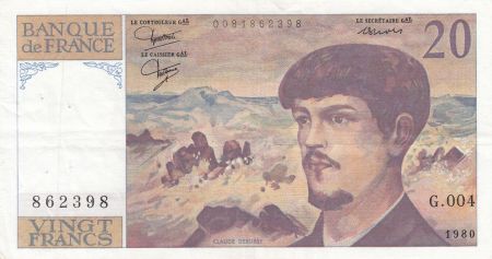 France 20 Francs Debussy - 1980 - Série G.004