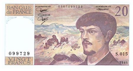 France 20 Francs Debussy - 1985 - Série S.015 - Fay.66.06