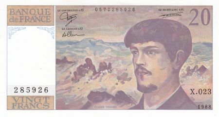 France 20 Francs Debussy - 1988 - Série X.023