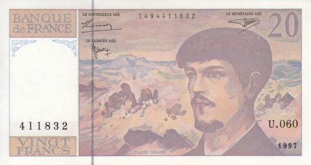 France 20 Francs Debussy - 1997 - Série U.060