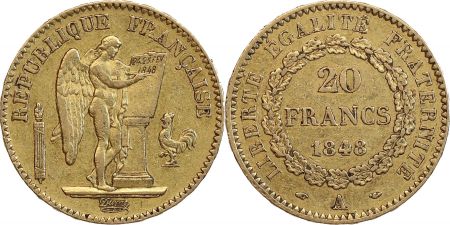 France 20 Francs Génie - 1848 A Paris - Or