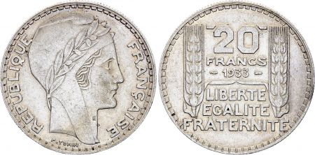 France 20 Francs Turin - 1933 Argent