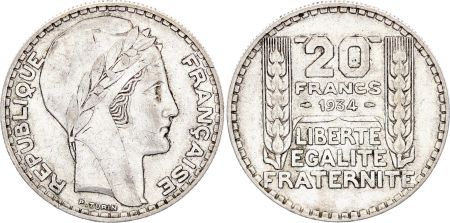 France 20 Francs Turin - 1934 Argent