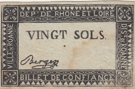 France 20 sols - 1791 - Département du Rhone - Roanne