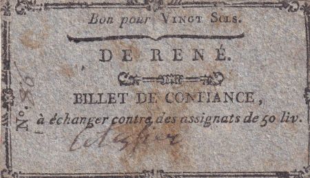 France 20 Sols - Sarthe - Commune de René -  1792