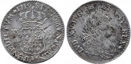 France 20 Sols Louis XV - Ecu de France-Navarre -1719 A