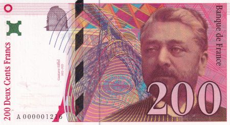 France 200 Francs - Gustave Eiffel - Tour Eiffel - 1995 - Numéro A000001216 - F.75.01