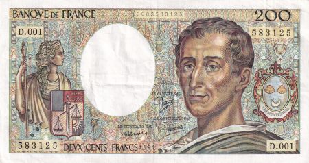 France 200 Francs - Montesquieu - 1981 - Série D.001