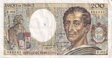 France 200 Francs - Montesquieu - 1981 - Série E.002