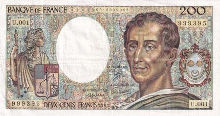 France 200 Francs - Montesquieu - 1981 - Série U.001